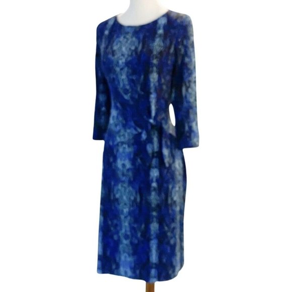 Calvin Klein Dresses & Skirts - Calvin Klein 3/4 Sleeve Waist Tie Berry Blue Snake Pattern Jersey Dress Sz 8